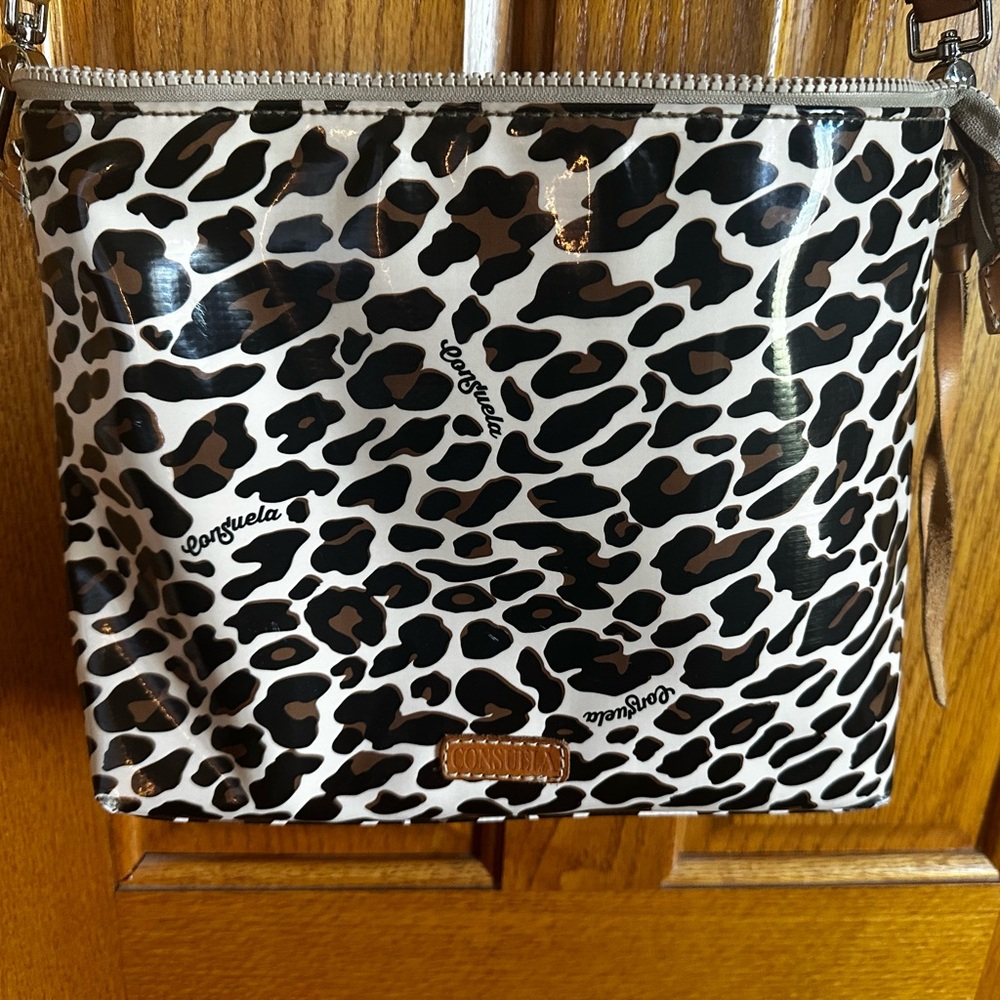 Consuela Black and Brown Leopard Crossbody Bag